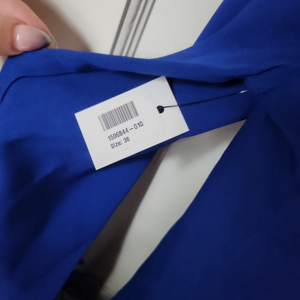 Gina Cobalt Crepe Mini Dress - Picture 10 of 11